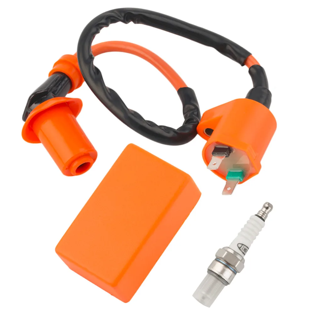 

Newest Ignition Coil Fit Gy6 50cc 125cc 150cc Motorcycle Racing Performance CDI+ Ignition Coil + Spark Plug New Hot Selling