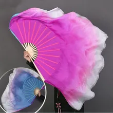 Двусторонняя вуаль из натурального шелка разных цветов, парная вуаль Chiense Kite Fan Dancer, реквизит для выступлений, большой размер