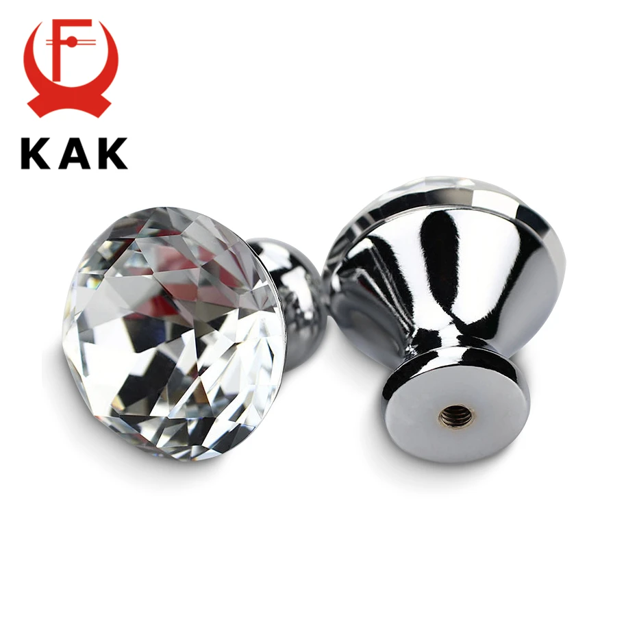 30mm Kitchen Cabinet Handles Diamond Shape Design Crystal Glass Knobs Cupboard Pulls Drawer Knobs Furniture Handle Hardware Furniture Handles Kitchen Door Handles