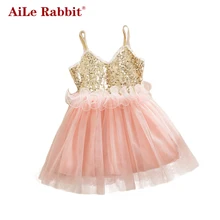AiLe Rabbit/Детское платье для девочек детское платье новое летнее платье с блестками для девочек в европейском и американском стиле Вечерние платья принцессы на свадьбу k1