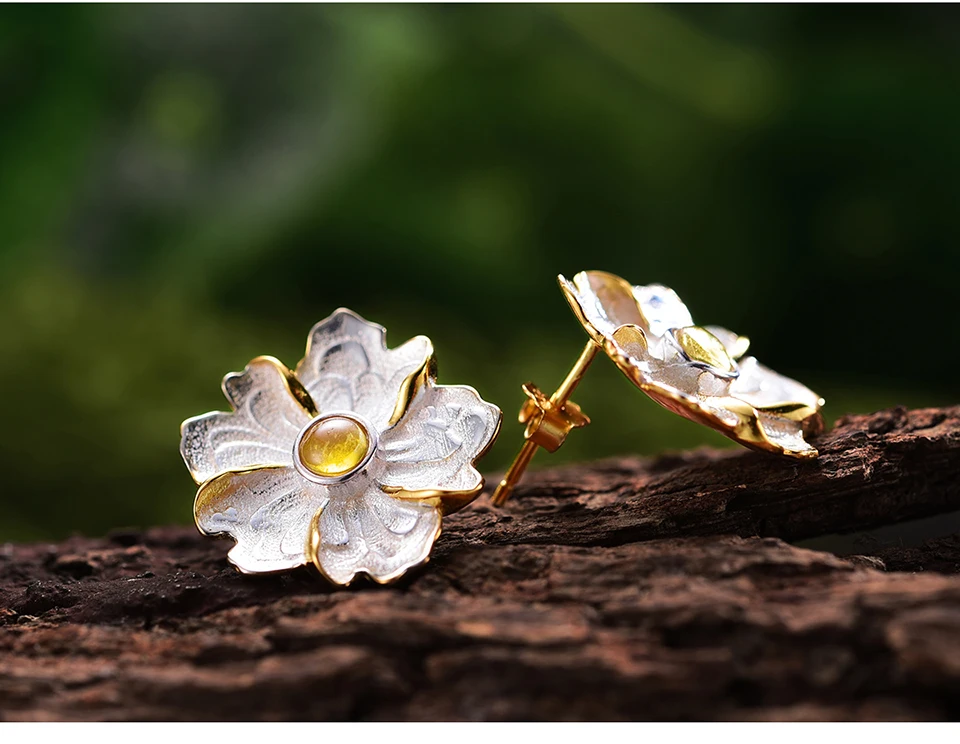 Brincos de Prata Brincos para Mulher Lotus Real Esterlina Natural Pedra Preciosa Original Artesanal Jóias Finas Peônia Flor Parafuso Prisioneiro Fun 925 15 Cheap Brincos de tarracha