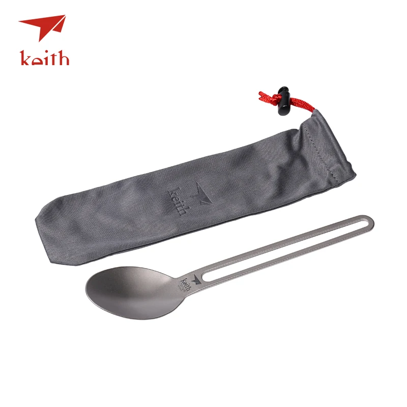 Keith Titanium largo mango hueco cuchara cubiertos de Camping Ultra ligero viaje Tablewares Picnic senderismo cuchara conveniente 17g Ti5313