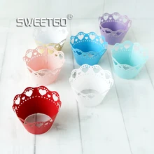 Свадебный кекс сторона 10 шт./упак. в форме сердца выдалбливают из бумаги для кексов окружающий край формы для выпечки Инструменты для торта белый/синий/розовый/серебристый