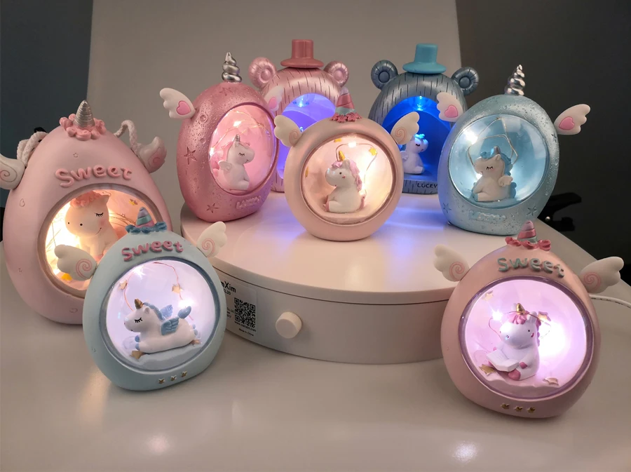Firya мультфильм Единорог светодиодный ночник Детские ночники настольные декоративные светильники детские игрушки подарок на день рождения Прямая