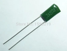 100 Uds Mylar Condensador de película, 100V 2A222J 2200pF 2.2nF 2A222 5% condensador de película de poliéster