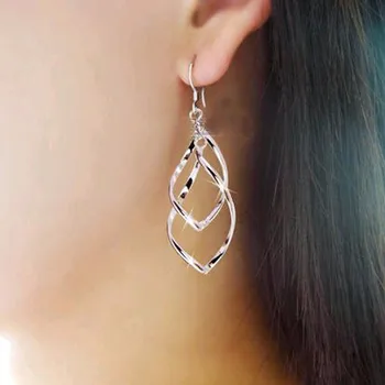 

KISSWIFE Hot Sale Simple Hollow Rhombus Hollywood Star Ziyi Zhang Stud Earrings for Women Girl Piercing Jewelry