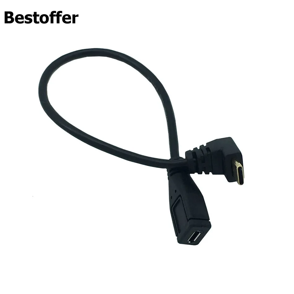 25 см 90 градусов угловой USB3.1 Тип C папа к Micro USB 2 0 5Pin Женщина данных Угловой кабель