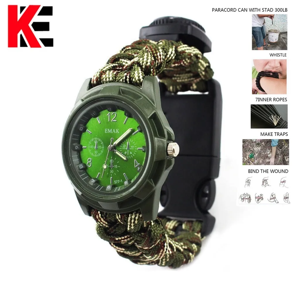 Outdoor Survival Watch Camping Multi tool Multi-functional Compass Thermometer Rescue Paracord Bracelet Equipment Outdoor Tools (3)