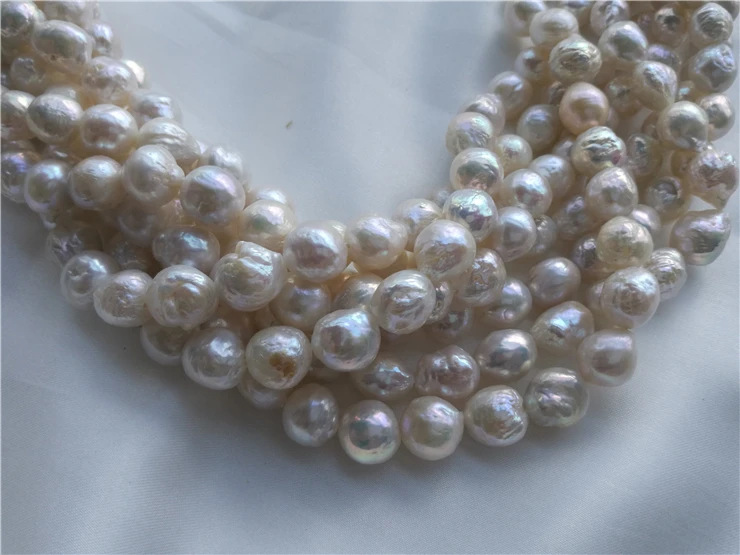 

DIY Necklace Natural Freshwater Pearls, 10-11MM Size Irregular Shape Pearl Strand Loose Unique Baroque Pearls for Women