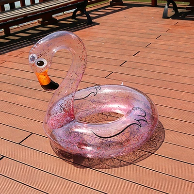 Гигантские все прозрачные блестки Фламинго Единорог форма надувные ПВХ кольца для плавания бассейн поплавок надувной матрас пляжная вода забавная игрушка - Цвет: Flamingo