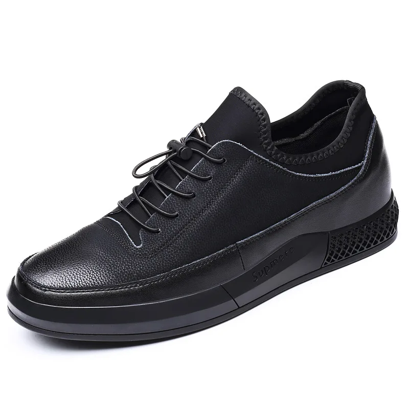 

2019 Spring And Autumn Leather Men's Casual Breathable Increased Elastic Buckle Simple and Easy To Wear Off Men's Shoes