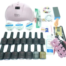 Наборы для ногтей DIY 36 Вт Светодиодная лампа УФ-Гель-лак с 12 цветами УФ-гель полигель-лак набор инструментов для нейл-арта набор 8 мл верхнее покрытие и Базовое покрытие