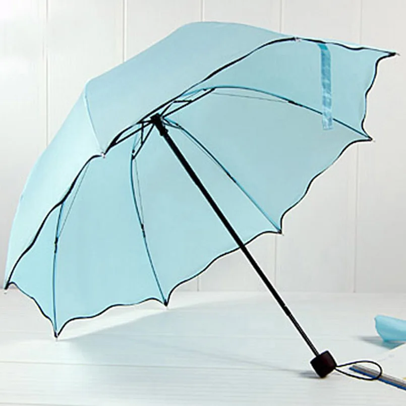 2019 Hot Venda Criativa Babado Princesa Guarda chuva Bonito Rosa Azul Várias Cores Arqueado Guarda Chuva Chuvas Folding Presentes Us001