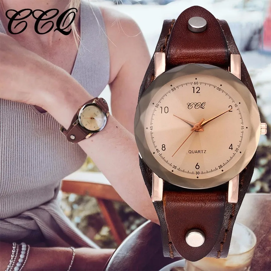 

Hot Fashion Women Men Genuine Leather Watch Casual Unisex Fashion Quartz Wrist Watches CCQ Clock Dropshipping
