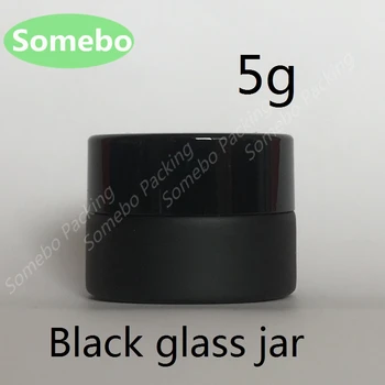 

2000pcs/lot 5G Matte Black Glass Jar Glass Make Up Cream Jar Pot Containers 5g cream jar bottle packing bottle