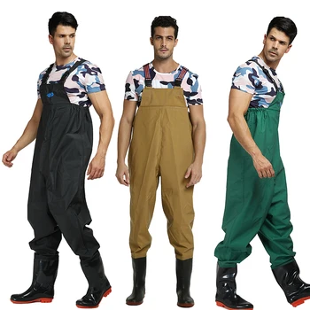 High Waist Fishing waders with chest wading pants boots suit anti-microbial trousers pants