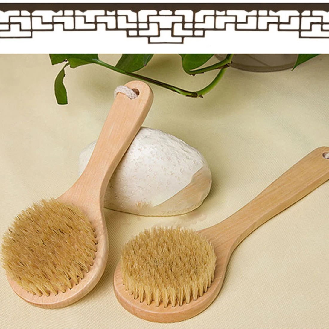 2 in 1 Body Brush Sided Natural Bristles Body Brush Scrubber Spa Shower