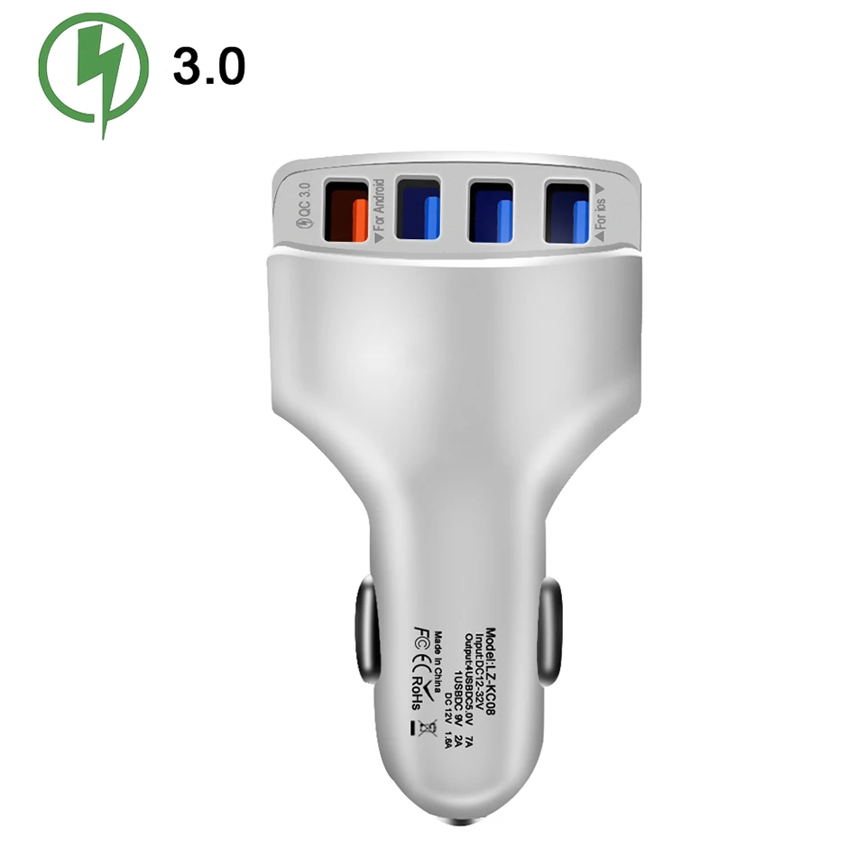 KISSCASE Quick Charge 3,0 Автомобиля Зарядное устройство QC3.0 турбо быстрой зарядки автомобиля-Зарядное устройство для автомобиля с двумя портами USB для мобильного телефона Зарядное устройство для SAMSUNG S10