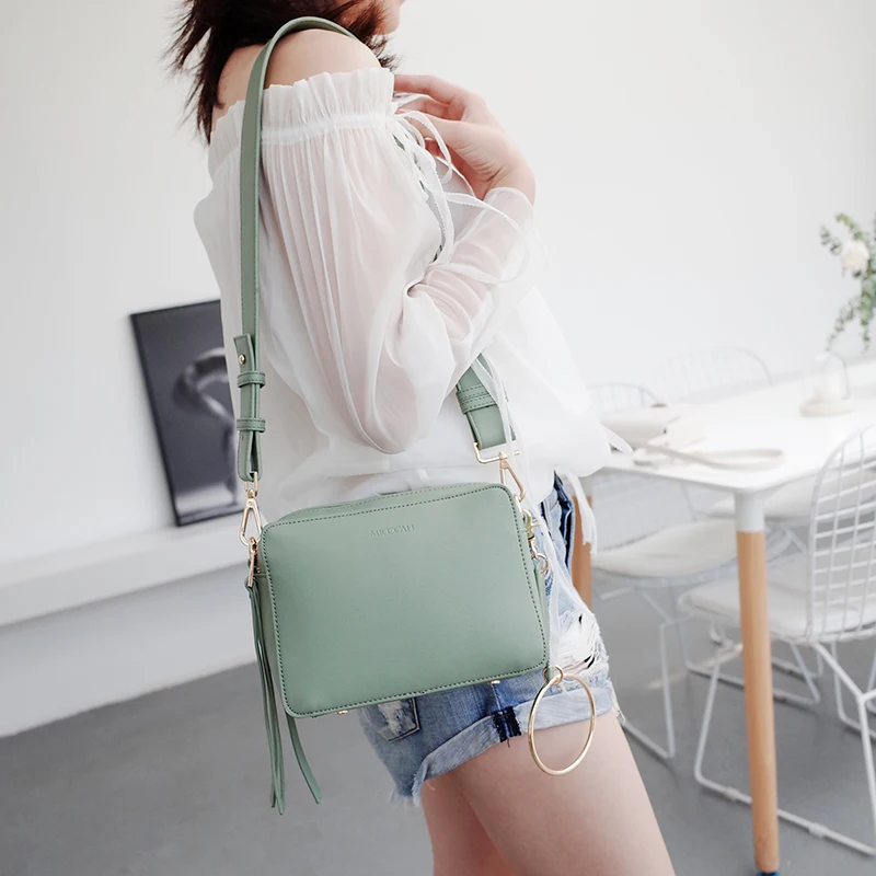 

MICOCAH Rivet Bottom Women Crossbody Bag Metal Cirque Strap Wide Shoulder Strap Women Casual Bags MHSD136