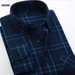 ZOEQO фланель Для мужчин рубашки в клетку новый роскошный Тонкий с длинным рукавом Брендовое вечернее повседневные модные рубашки Сорочка