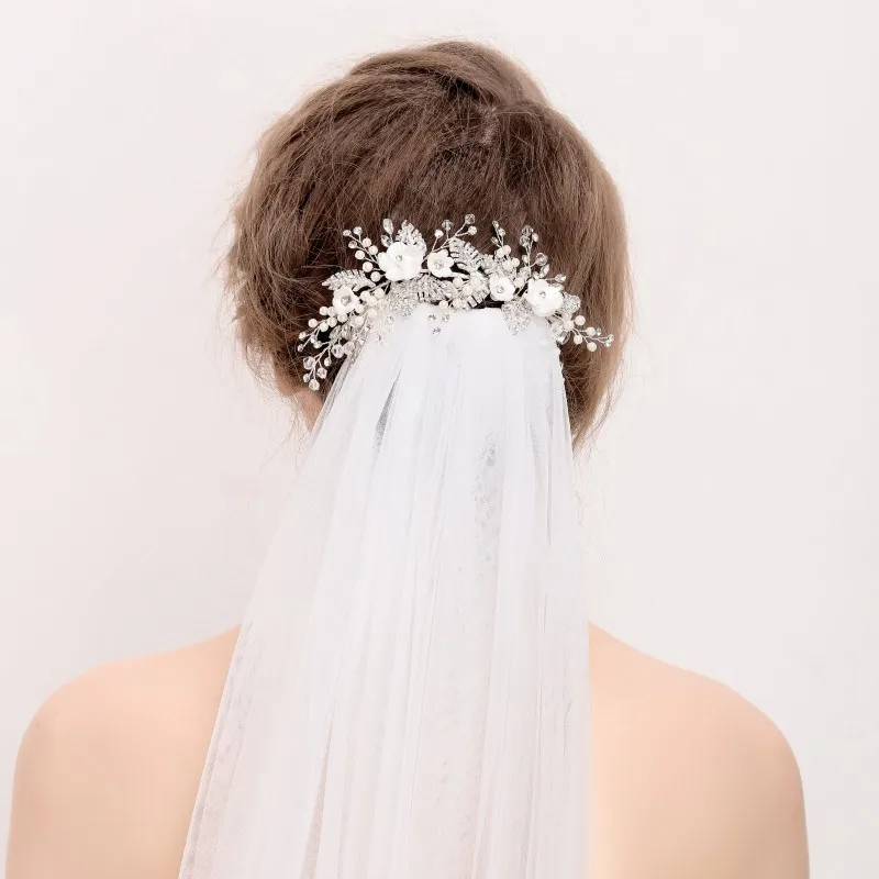

New Design Silver Rhinestone Leaf Hair Clip Vine Wedding Hair Accessories Tiara Pearl Bridal Jewelry Headwear Women Barrettes
