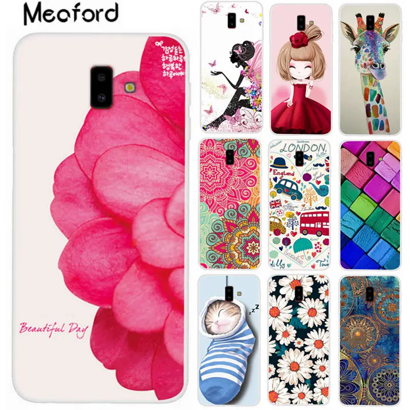 

Phone Case For Samsung J6 2018 j6Plus Silicone Cover Coque Capa For Samsung Galaxy J6 plus j610f j610fn j610g Cute Flowrs Skin