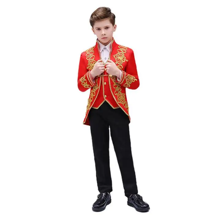 

Europe Style Palace Boy Sets Shoot Suits Prince Stage Performance Jacket Pants Vest