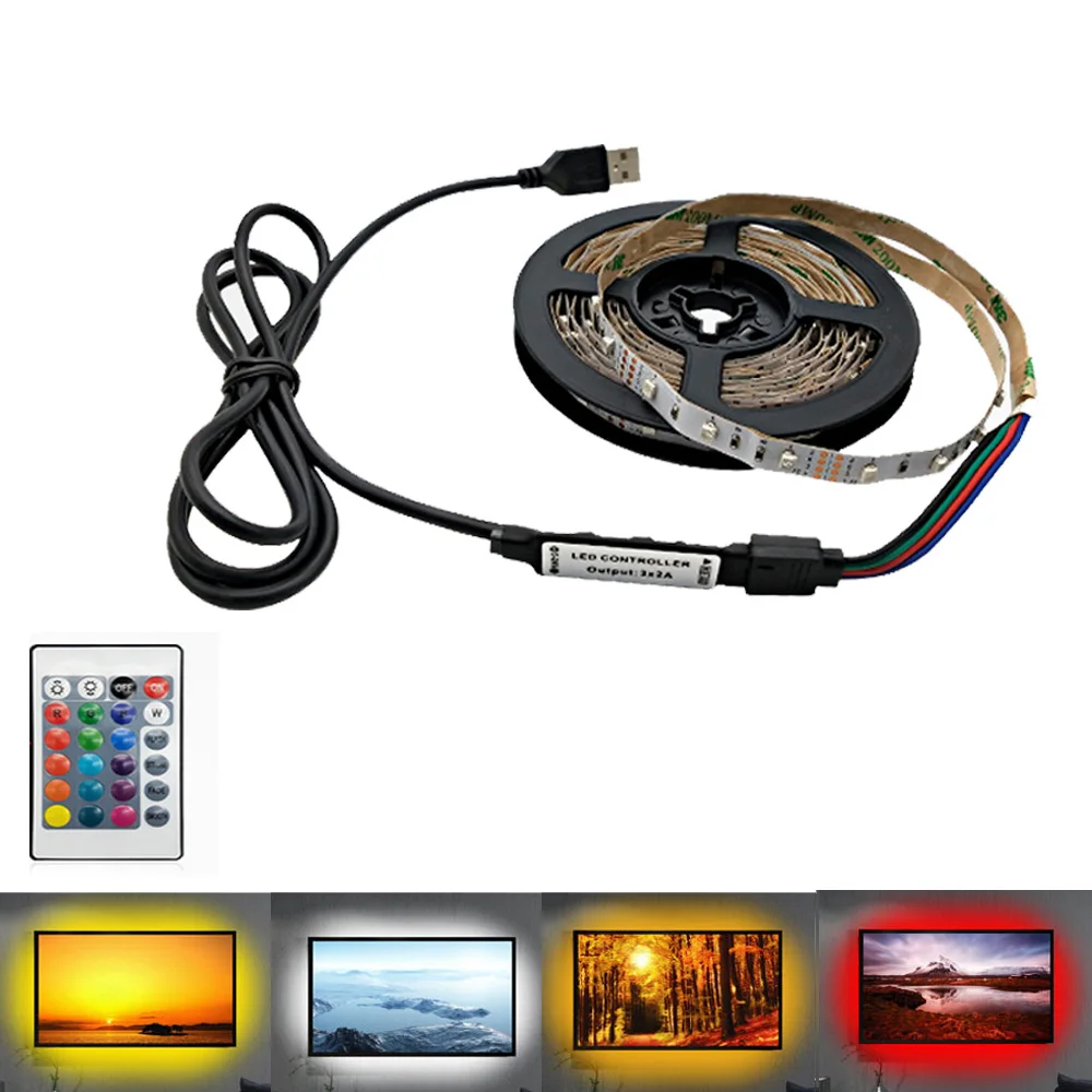 #Best USB LED Strip lamp,2835 SMD DC5V Flexible LED light Tape Ribbon 1M 2M 3M 4M 5M HDTV TV Desktop Screen Background Light