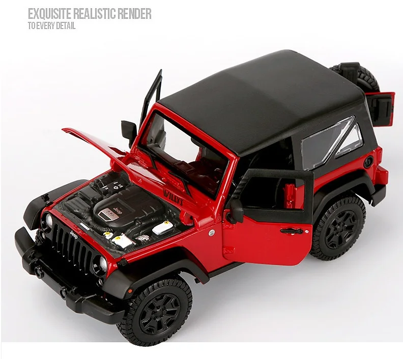 Модель автомобиля Red Jeep Wrangler Willys модель из сплава внедорожника игрушка для детей