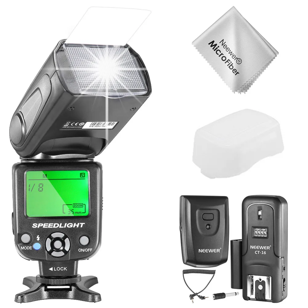 

Neewer NW-561 GN38 Manual LCD Display Speedlite Flash Kit for Canon Nikon and Other DSLR Cameras NW561 Flash Hard Diffuser etc