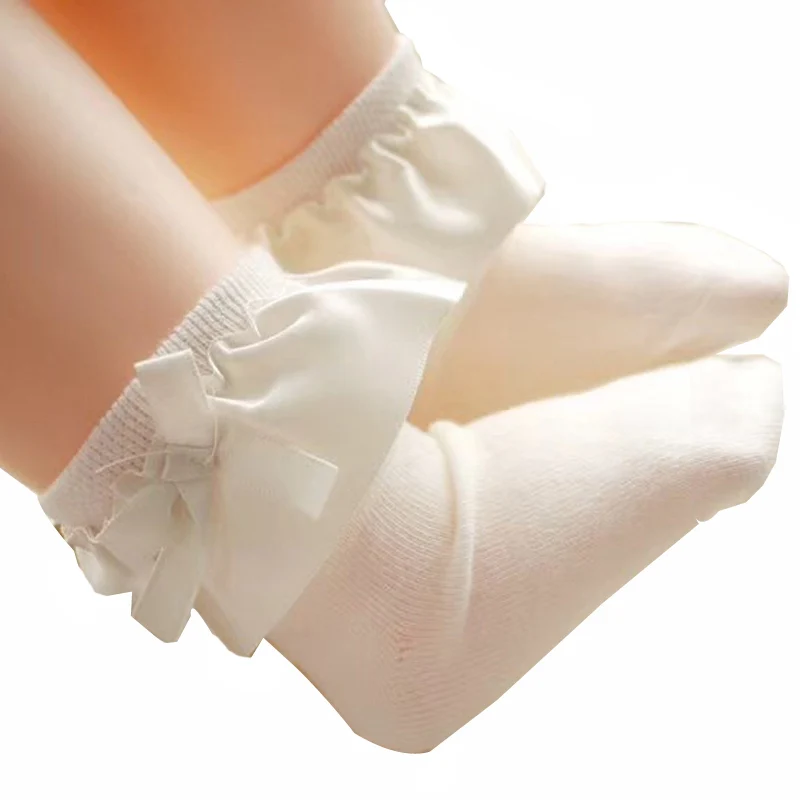 Baby Socken Kinder Винтаж ребенка оборками с Кружевными Оборками носки для девочек галстук-бабочка принцессы хлопковые носки Meias/Детские Школьные носки для девочек - Цвет: 4