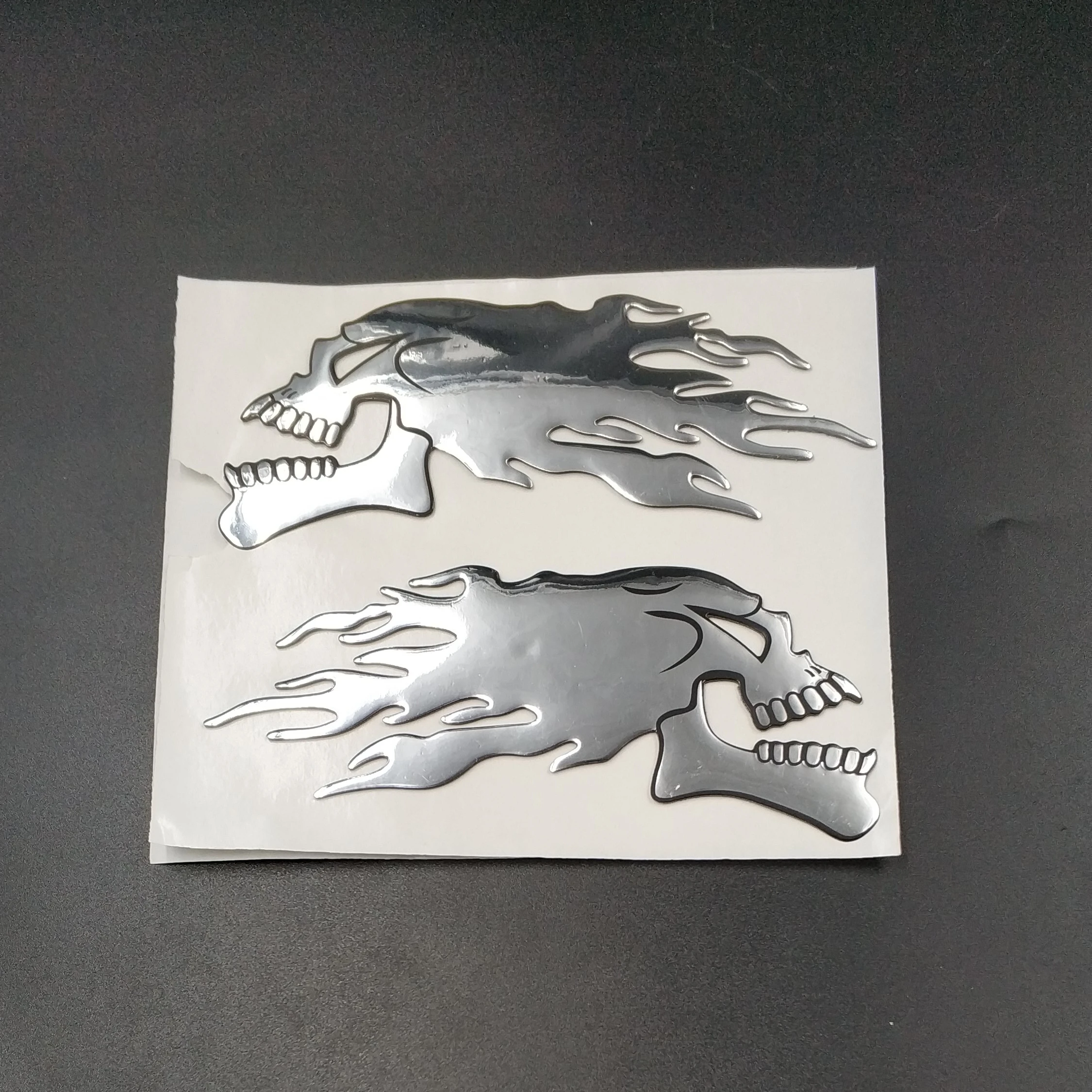 

2Pcs/Pair FASP Indian 3D Chrome Ghost Skull Head Auto Motorcycle Car Sticker Emblem Decals For 14.5x5.5cm