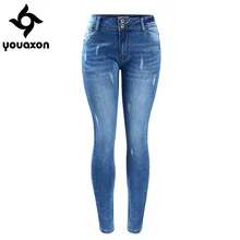 2052 Youaxon Женские базовые шикарные стильные выцветающие Стрейчевые обтягивающие джинсы женские Pantalon Femme