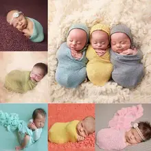 40*150 см эластичная вязаная пеленка новорожденных Подставки для фотографий маленьких детское одеяло одеяла из искусственного волокна Свинг гамак Swaddlings Bebe фото