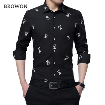 

BROWON Autumn New Fashion Men Shirt Social Slim Fit Dress Shirt Men's Shirts with Long Sleeves Camisa Social Big Size Clothes