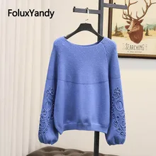 Pearls Women Sweater Plus Size Pullovers Casual O-neck Loose Stretched Long Sleeve Knitted Sweater SWM1230 Pearls Women Sweater Plus Size Pullovers Casual O-neck Loose Stretched Long Sleeve Knitted Sweater SWM1230