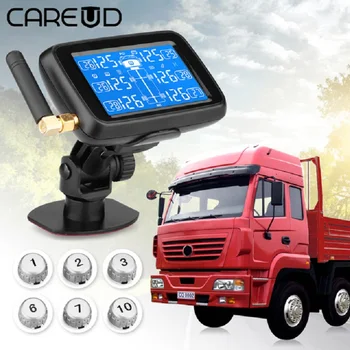 

CAREUD U901 Auto Truck TPMS Car Wireless Tire Pressure Monitoring System with 6 External Sensors Replaceable Battery LCD Display