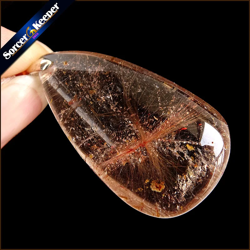 

Rare Natural Quartz Gold Rutilated Garden Quartz Crystal Love Necklace Pendant natural minerals Fish Tank Beads PS042
