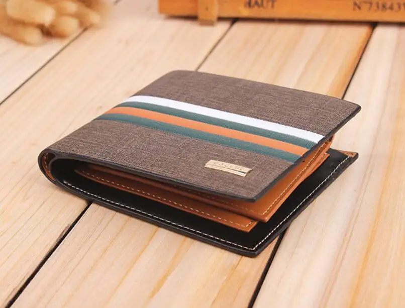 Новый мужской кошелек 2 сложения Многофункциональный полосатый цветной с