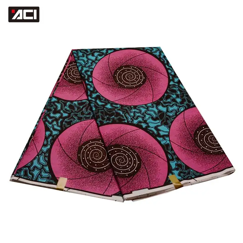 

ACI Newest African Ankara Fabric 2019 Fashion Design Veritable Wax Block Prints Fabric 6 Yards Tissu Africain Pacthwork For Girl