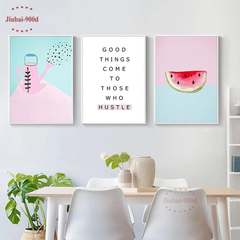 

900D Posters And Prints Wall Art Canvas Painting Wall Pictures For Living Room Cartoon Watermelon Decoration Pictures NOR081