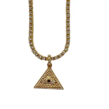 

Egyptian Pyramid Men Necklace 1 Row Rhinestone Choker Crystal Tennis Chain Eye Of Horus Jewelry Egypt Eye Amulet/hieroglyphics