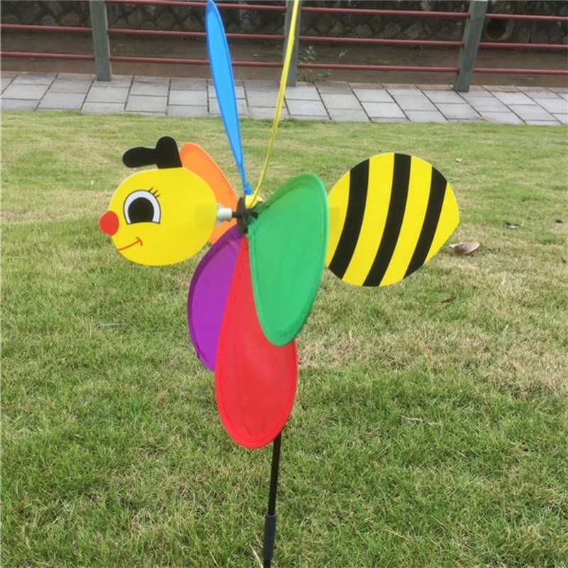 1Pc Cute 3D Large Animal Bee Windmill Wind Spinner Whirligig Yard Garden Decor Kids Toy