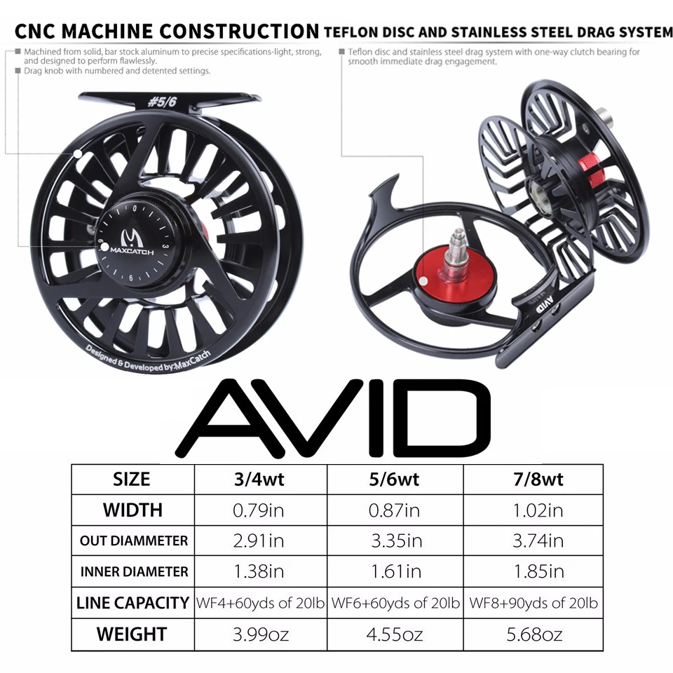 Maximumcatch الممتاز AVID 8'6 '/9' 3-8WT كاملة يطير قضيب بكرة خط السنانير التبعي كومبو يشبع يطير Fising قضيب عدة