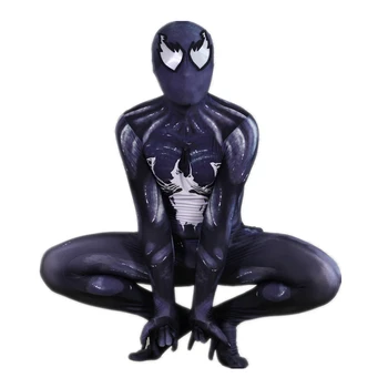 

Venom Spiderman Cosplay Costume Zentai Black Spider Man Pattern Bodysuit Suit Jumpsuits for Adult Men Kids