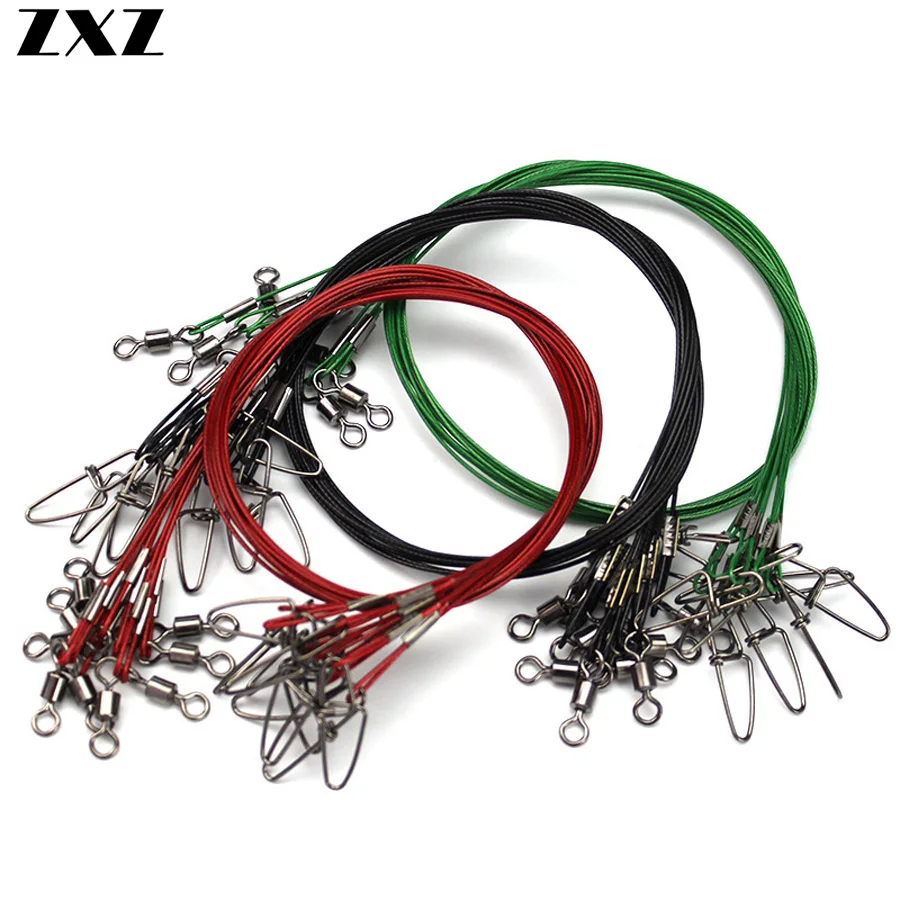 10 шт./лот 50 см 150LB Fly Fishing Lead Line Leader Wire Leading ассортимент втулок вертлюжные стальные