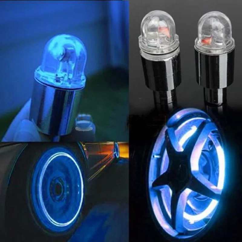 

Bike Bicycle Wheel Tire Tyre Valve Dust Cap Spoke Flash Lights LED neon Blue HUB lamp Bike Bicycle Accessories 2Pcs/set