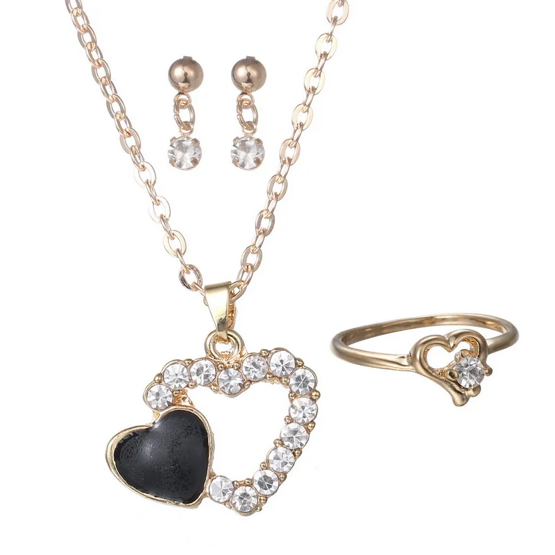 

Love Heart Jewelry Sets Rhinestones Beautiful Valentine Party Choker Necklace Stud Earrings Exquisite Jewelry Sets for Womens