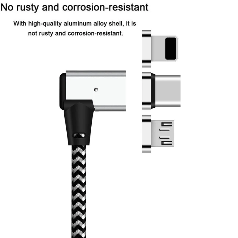 3/6/10FT 90 градусов IOS/Micro USB/USB-C Магнитный Зарядное устройство Кабельный ввод шнура для samsung Note 8 S8 S7 S6 LG G6 для iPhone