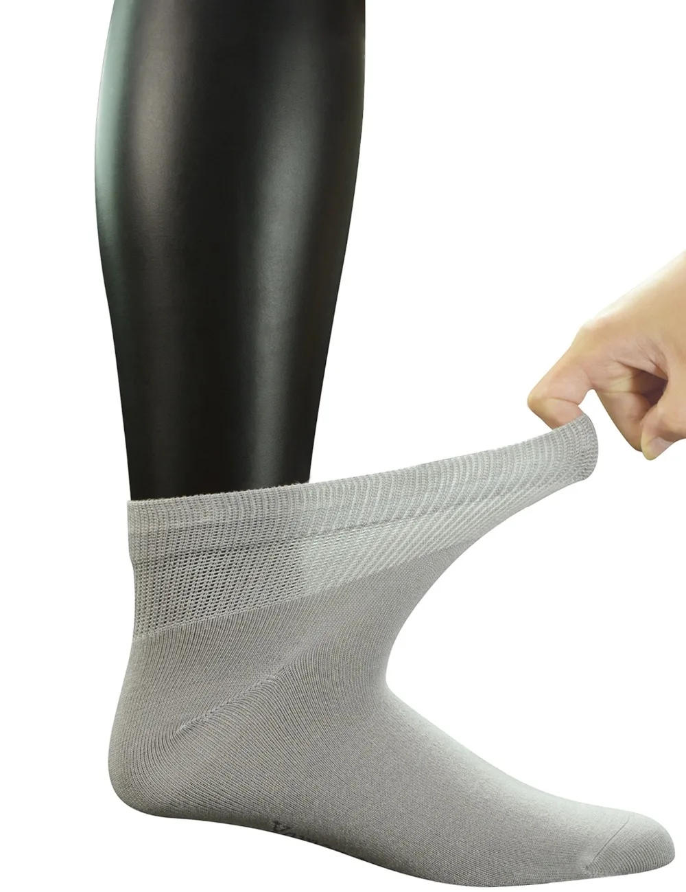 Ankle Diabetic Socks Solid Grey 2